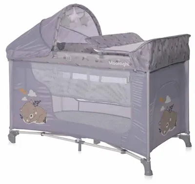 Pătuț pentru bebeluși pe 2 niveluri Lorelli - Moonlight Plus, Grey dream