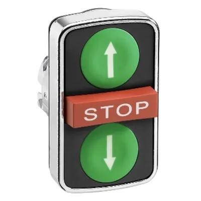 Buton cu Cap Triplu Verde Incastrat/Rosu Aparent/Verde Incastrat Ø22 cu Marcaj