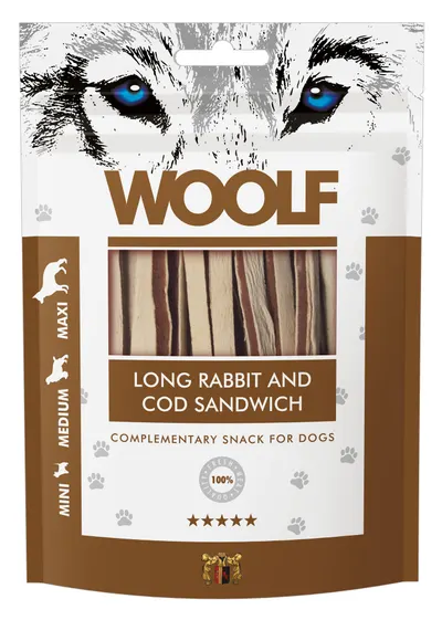 WOOLF DOG SNACKS Long Rabbit and Cod Sandwich 100g