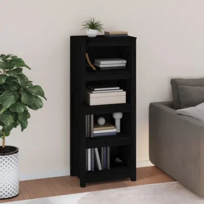 vidaXL Bibliotecă, negru, 50x35x125,5 cm, lemn masiv de pin