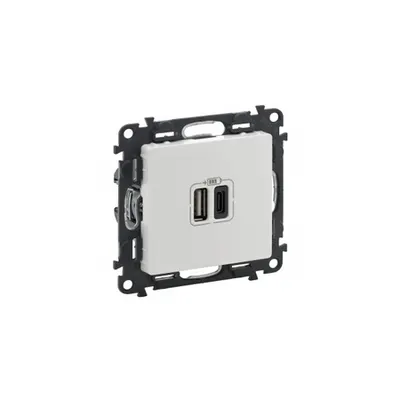 Double USB Type C + Type A charging prizas Valena In'matic - alb Valena Life