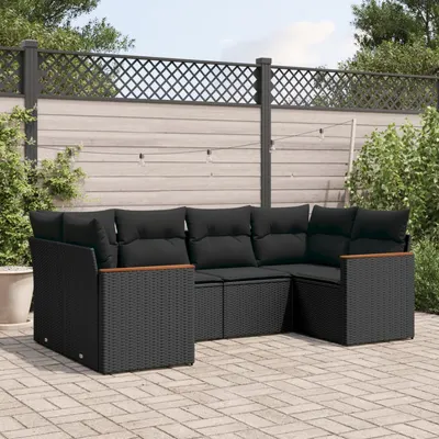 Gossi set mobilier de gradina cu perne, 6 piese, negru, poliratan