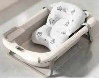 Set Cadita pliabila pentru copii, Little Mom, termometru cu display digital incorpodat si Hamac cu design ergonomic inclus, dimensiune 84 x 50 x 24 cm, Grey