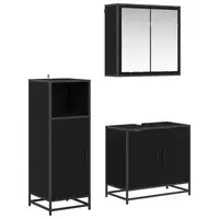 vidaXL Set de mobilier pentru baie 3 buc. Stejar Negru 60 x 33 x 60 cm