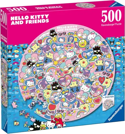 Puzzle rotund Ravensburger din 500 piese - Hello Kitty și prietenii