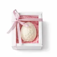 Cadou Paște cu lumânare ou din ceară de soia 70 g în cutie albă cu capac transparent - Default Title