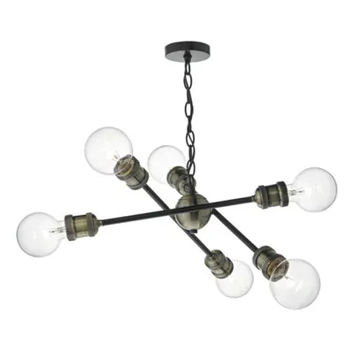 Lampa suspendata Brigade 6 Light Pendant Black & Antique Brass