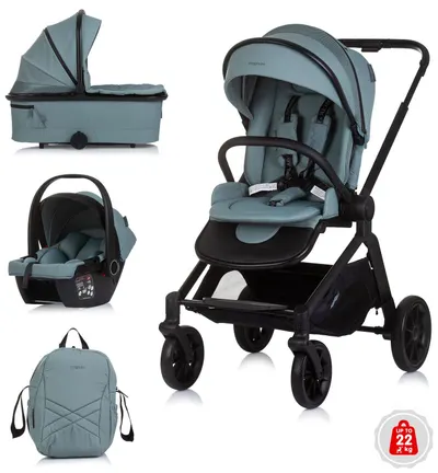 Carucior combinat 3 in 1 pentru bebelusi Chipolino - Magnum , busuioc