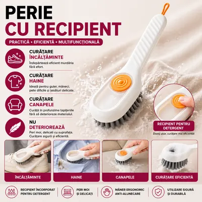 Perie pentru curatare incaltaminte cu recipient pentru detergent, Crem