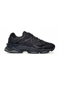 Pantofi sport din piele cu insertii textile - Negru