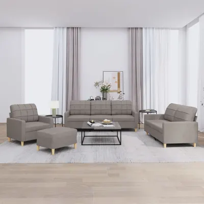 Gossi set de canapea cu perne, 4 piese, gri taupe, material textil