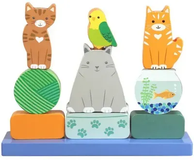 Jucărie din lemn Orange Tree Toys - Kitty Stacker, pisicuțe