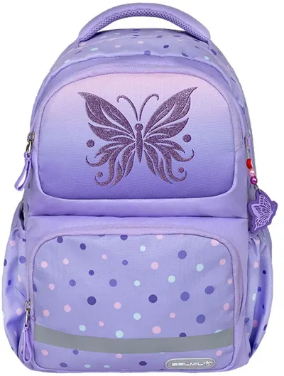 Ghiozdan școlar Belmil - Purple Dots Butterfly, 1 compartiment