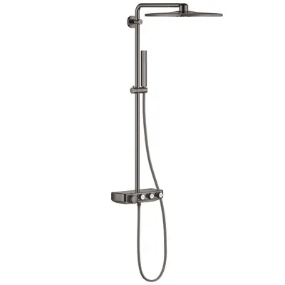 Sistem de dus Grohe Euphoria SmartControl 310 26508A00, Termostat, 310 mm, aparent, butoane push&turn, anti-oparire, anti-calcar, lucios, Hard graphite