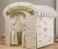 Casuta de joaca pentru copii Nichiduta Garden Green Bakery, iluminata, constructie robusta, margini rotunjite, dimensiune 115 x 92 x 98 cm