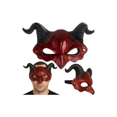 Masca de Halloween, model diavol, efect 3D, banda elastica de prindere, rosu si negru