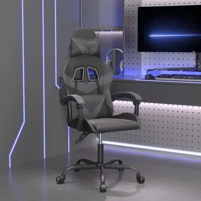 vidaXL Scaun de jocuri, negru și gri, piele ecologică