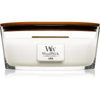 Woodwick Linen lumânare parfumată cu fitil din lemn (hearthwick) 453.6 g