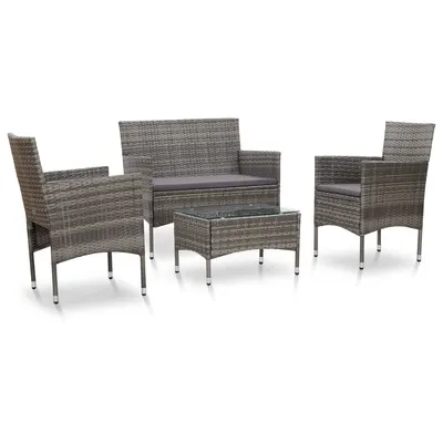 Gossi set mobilier de gradina cu perne, 4 piese, gri, poliratan
