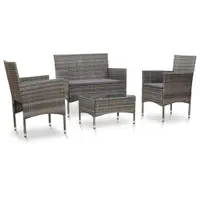 Gossi set mobilier de gradina cu perne, 4 piese, gri, poliratan