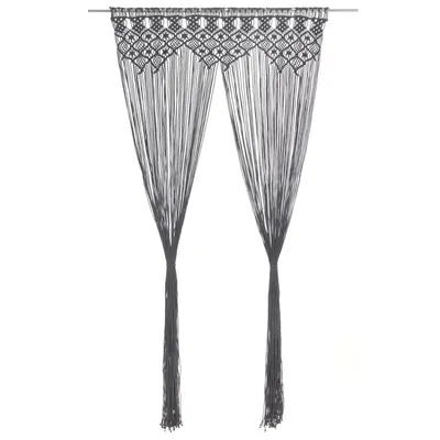 vidaXL Perdea macrame, antracit, 140 x 240 cm, bumbac