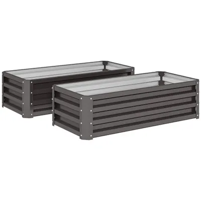 Outsunny Set jardiniere metalice 2 buc., Fund deschis, Pentru grădină și balcon, 110x50x30cm, Gri închis | Aosom Romania