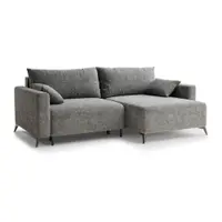 Colțar gri extensibil/cu spațiu de depozitare cu tapițerie din chenille (cu colț pe partea dreaptă/cu șezlong) Leon – Maison de Rêve