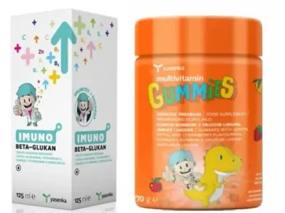 Sirop de imunitate Imuno beta glucan + Jeleuri cu 11 vitamine + iod pentru copii 3 ani+