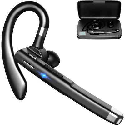 Casca Bluetooth Wireless NewEvo, Bluetooth 5.0, HandsFree, Compatibilitate Universala Samsung, iPhone, Huawei, Cutie de incarcare Negru Argintiu,