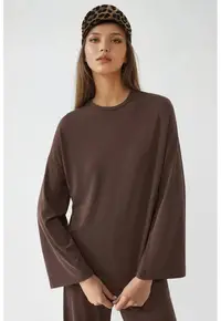 Bluza dama - maneca lunga - maro cafeniu - jerseu - Maro