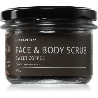 Almara Soap Face & Body Scrub exfoliant din zahar corp si fata cu parfum Sweet Coffee 110 g