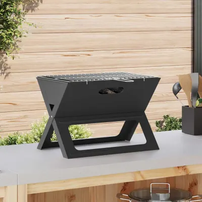 vidaXL Grătar exterior 46 x 31 x 31 cm Oțel Negru
