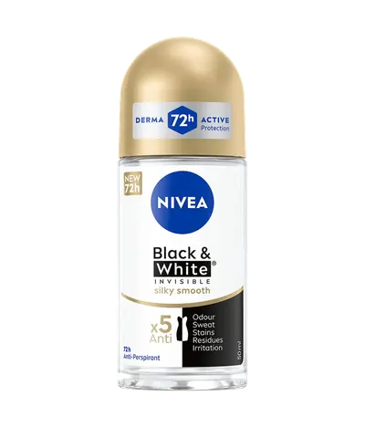 Deodorant roll-on pentru femei Black & White Silky Smooth, 50ml, Nivea
