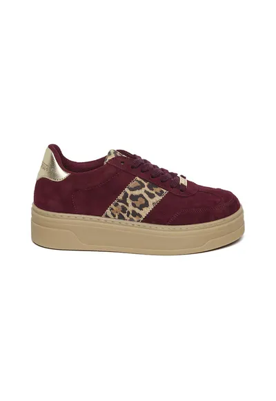 Pantofi sport Moxy low-cut cu platforma - Visiniu/Negru/Maro nisip