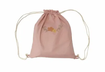 Set paturica, perna si rucsac Somnart cu broderie din in roz