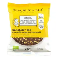 SANATELE BIO Ciocolata neagra si Portocala, ecologic, fara gluten, 28g, Republica Bio