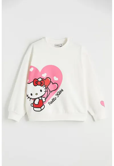 Bluza de trening din amestec de bumbac cu Hello Kitty - Rosu/Alb fildes/Roz