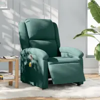 Gossi fotoliu electric de masaj rabatabil, verde inchis, catifea