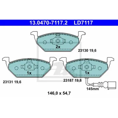 Set placute frana, frana disc ATE 13.0470-7117.2