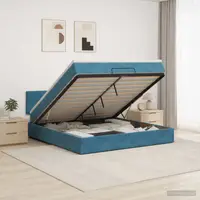 vidaXL Pat ottoman cu saltea Albastru închis 180 x 200 cm Catifea