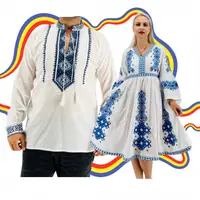 Set Cuplu Traditional 391 Camasa Traditionala si Rochie Traditionala