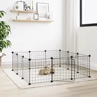 Gossi cusca animale de companie cu usa 12 panouri negru 35x35 cm otel