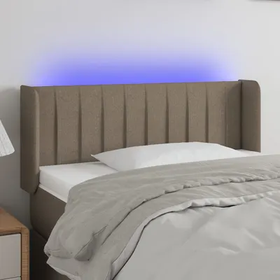 Gossi tablie de pat cu led, gri taupe, 93x16x78/88 cm, textil