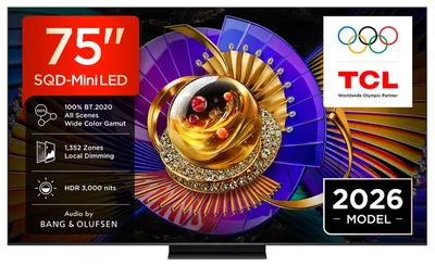 Smart televizor TCL - 75C7L, 75'', SQD-Mini LED, 4K, 144Hz native/288Hz VRR Game Accelerator, Bang & Olufsen 60W, negru