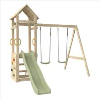 Complex de joaca cu turn, tobogan 2 leagane si perete de escalada Plaqueminier - Tp Toys