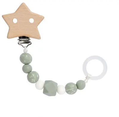 Suport pentru suzetă cu inel Lassig - Little Universe, Star Olive