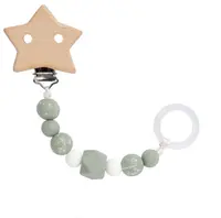 Suport pentru suzetă cu inel Lassig - Little Universe, Star Olive