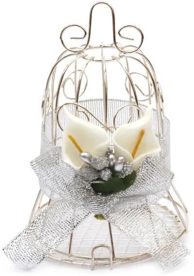 Cușcă metalică Em Art - Clopot, 7 x 10 cm, argintiu