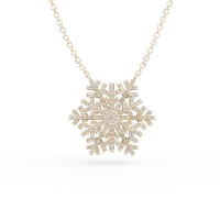 Lant cu pandantiv fulg de nea din aur galben cu diamante de 0.5ct