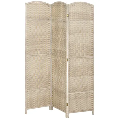 HOMCOM Paravan Interior cu 3 Panouri Pliabil, 135x180 cm, Separatoare Împletit din PP și Lemn de Pin, Stejar | Aosom Romania